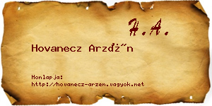 Hovanecz Arzén névjegykártya